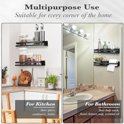Lallisa 2 Pieces Stainless Steel Shelf Bathroom Shower Floating Shelves Wall Mounted Shower Caddy Basket Shelf Storage O
