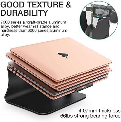 Laptop Stand, Aluminum Notebook Holder Riser Heat-Vent for MacBook Air/Pro, Dell, HP, Lenovo, Microsoft Surface, Samsung