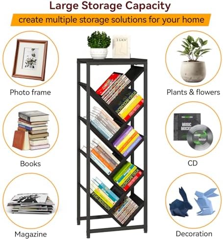 IBUYKE 9 Tier Tree Bookshelf with Top Shelf,Black TBC002B