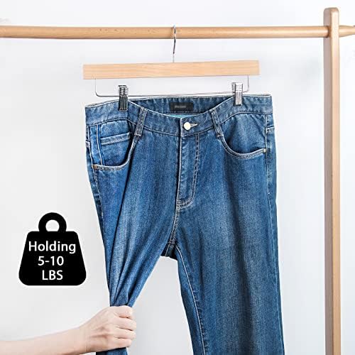 Nature Smile Wooden Pants Hangers, Natural Color, 20 Pack