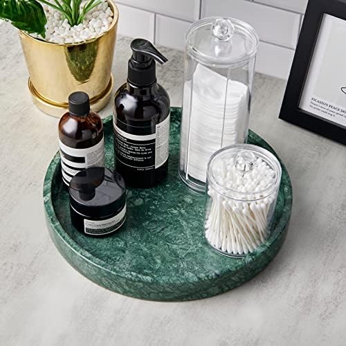 Italian 100% Marble Round Vanity Tray 10'', Decorative & Fruit Serving Trays for Bathroom, Kitchen, Nightstand, Jewelry