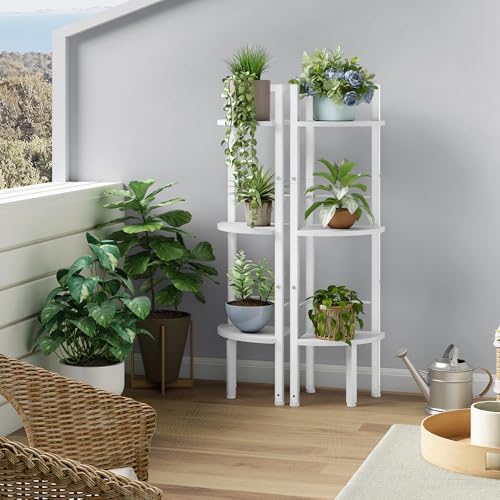 Tajsoon Small Corner Shelf Stand 3 Tier 39.5" with Metal Frame, White