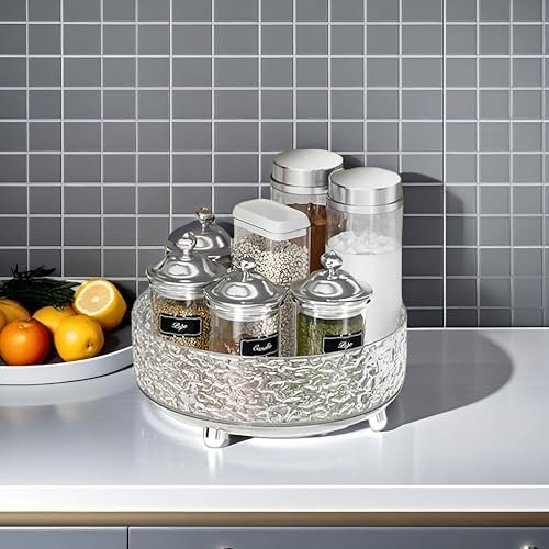 Premium Lazy Susan Organizer,9 inch Turntable Organizer for Bathroom, Kitchen, Vanity, Countertop, Table Top, Cabinet, P