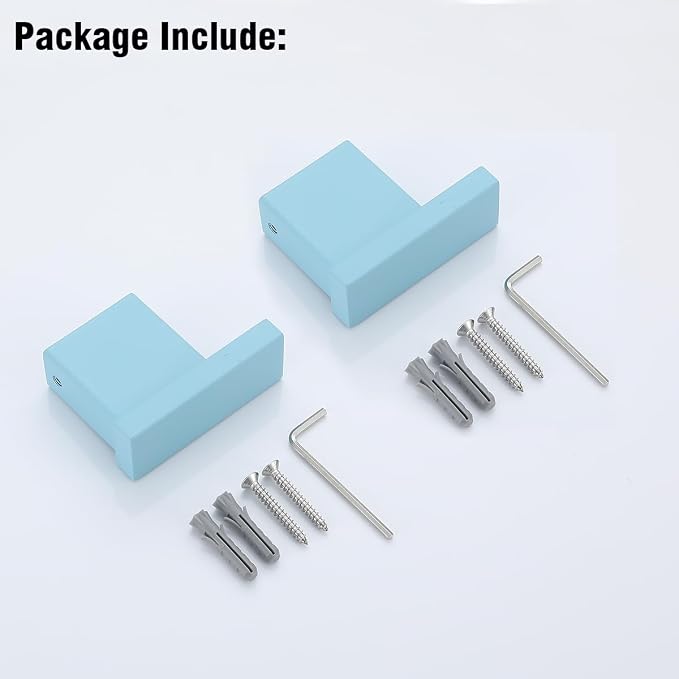 RANDOM Clear Sky Blue Towel Hooks for Bathrooms Square Shower Hooks Stainless Steel Wall Mount Coat Hook.96009-8CKB