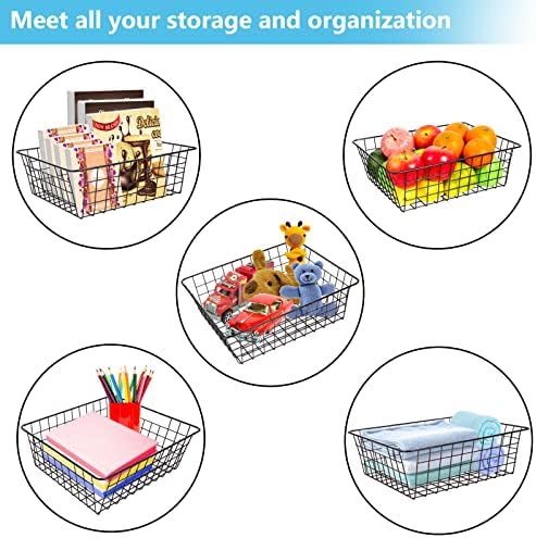 Wire Baskets for Organizing 4 Pack Pantry Storage Baskets 13.2x10.4x4.3 in