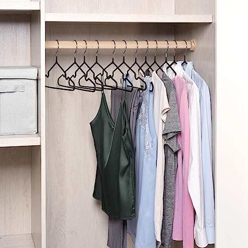 Amber Home 20Pack Black Rubber Coated Metal Coat Hangers, Non Slip & Sturdy
