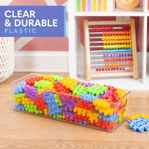 primebox Plastic Food Storage 6 Pack Clear Container Bin with Handles for Organizing Kitchen, Pantry, Refrigerator, Free