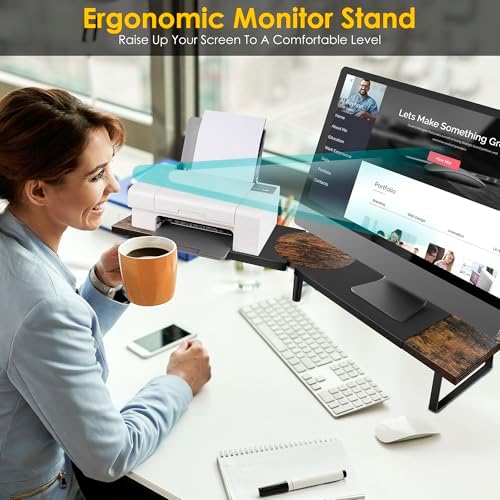 Across-Star Dual-Monitor Stand for Desk - Large Adjustable Length and Angle Riser for 2 Monitors, Double Computer Deskto