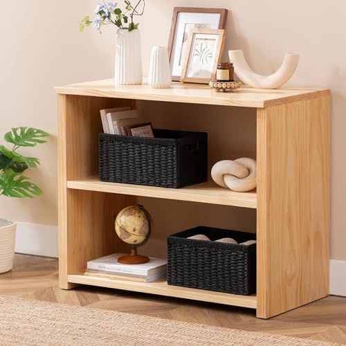 joybest Black Wicker Baskets for Shelves, Hand-woven Storage Baskets