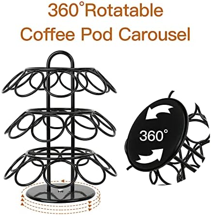 Rotating Coffee Pod Holder for Keurig Pods, Heavy-Duty K Cup Holder, Black