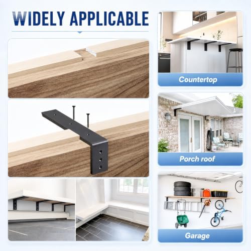 WINKER Countertop Support Bracket 1 Pack Heavy Duty 3/8" Thick Hidden L Shelf Bracket 10" x 6" x 2.5" Metal Corbels for