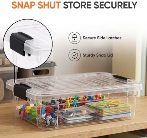 Superio 13.7 Quart Clear Plastic Storage Bin with Lid, Stackable Organizer Box, BPA-Free Storage Container for Home, Gar