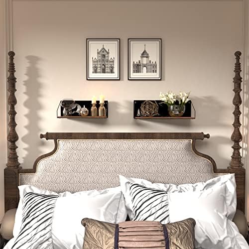 Giftgarden Floating Shelves for Wall with Unique Howling Wolves Cutout, Rustic Wolf Decor Wood Iron Hanging Shelf Decoration for Bedroom Bathroom Storage Cabin Lodge, Black