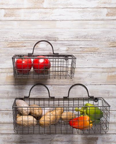 DII Farmhouse Vintage Décor, Wire Wall Basket, Small, Black, 2 Piece