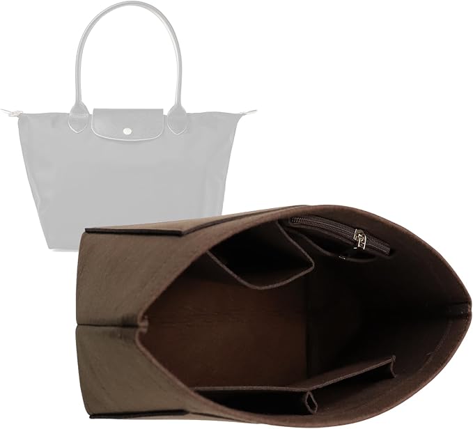 Lckaey bag Organizer Insert for Longchamp Le Pliage Neo(Large) Handbags Insert Organizer 1012 coffee-L