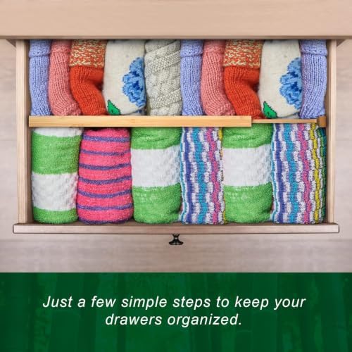 FJO 6 Pack Bamboo Drawer Dividers 4.65" High Adjustable from 17'' to 22''