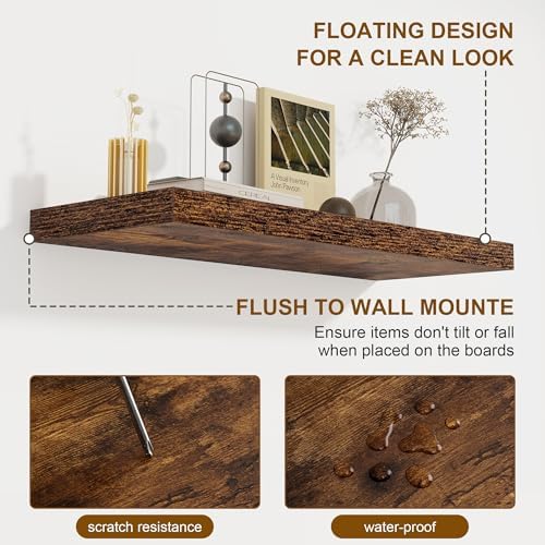 Rustic Floating Shelves for Wall, 20"L Bathroom Shelf, 8" Deep Wall Shelf