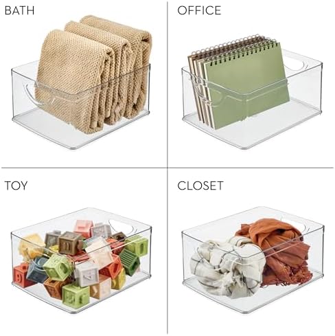 iDesign Plastic Stackable Kitchen Cabinet Storage Bin, Clear