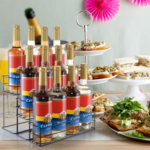 kimilus 12 Bottle Capacity Coffee Syrup Organizer 3 Tier Coffee Syrup Stand Shelf for Coffee Bar Kitchen Small Wine Rack