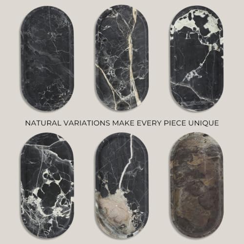 Natural Black Marble Bathroom Tray, 12 x 6 in, Vanity Tray