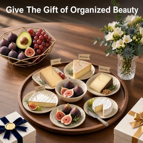 12" Acacia Wood Lazy Susan Turntable Countertop Organizer for Kitchen