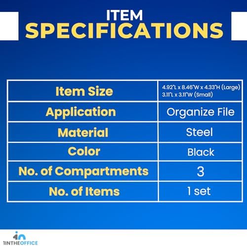1InTheOffice Mesh Collection Desk Drawer Organizer Tray 3 Compartment - Stackable, Matte Black