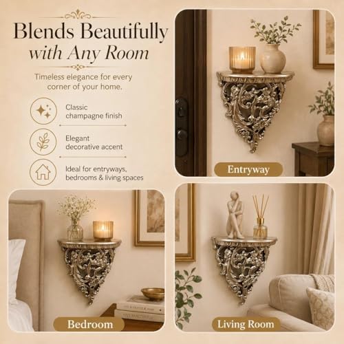 Z metnal Small Victorian Decorative Floating Shelves, Wall Mounted Decor Shelves, Classic Wall Display Organizer, Retro