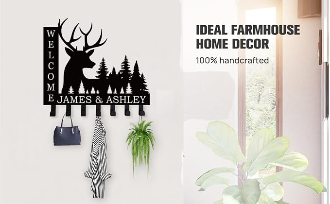 Antler Key Holder for Wall, Deer Head Key Hooks, Key Hanger Decor for Kitchen, Entryway, Hallway, Office, Doorway Housewarming Gifts New Home