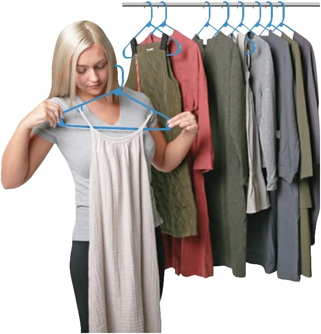 Sharpty Plastic Hangers Clothes Hangers for Clothing, Closet, Coats & Shirts - Durable & Space Saving - for Everyday Standard Use, Room Essentials & Basics - 20 Pack - Blue