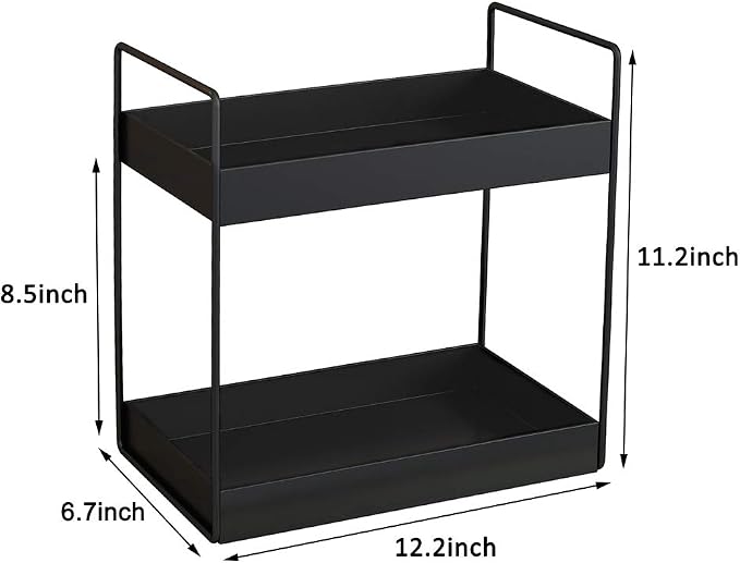 2 Tier Bathroom Counter Organizer, Standing Vanity Organizer Shelf for Bathroom Storage Organization, Countertop Skincare Makeup Organizers Holder, Black