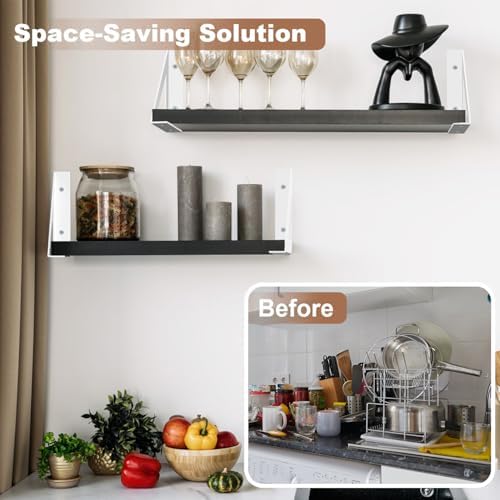 SOGAL White Shelf Brackets 6 Inch, Heavy Duty Wall Mount 4 Pack