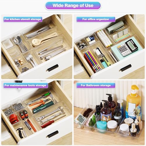 25 PCS Clear Plastic Drawer Organizer Set, Makeup Organizer Trays