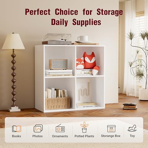 Book Shelf, Wooden Cube Storage Organizer with 11" Open Cubes, Stackable Modular Bookcase for Room Divider Storage, 2 Ti