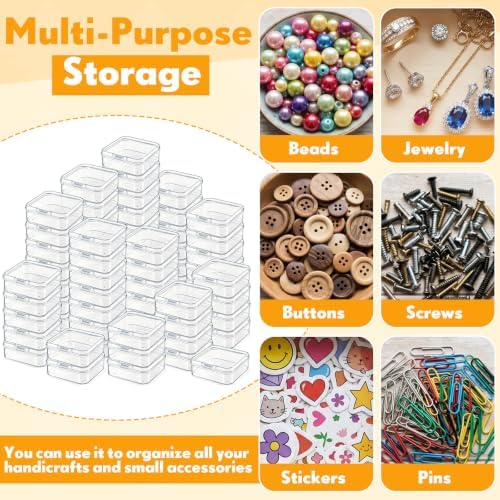 SATINIOR 24 Pcs Small Clear Plastic Container Box, 2.1 x 2.1 x 0.8 in