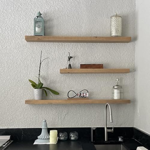 joelsantiques 48 inch Wooden Floating Shelves for Wall - 48x6x2 in, High End Solid Natural Wood, Heavy Duty Bracket, Wal