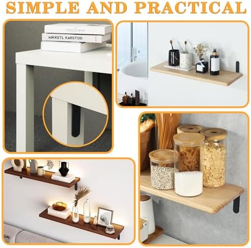 Alise Black Floating Shelf Brackets,L Bracket for Shelves,6x4 Inch,4 Pcs