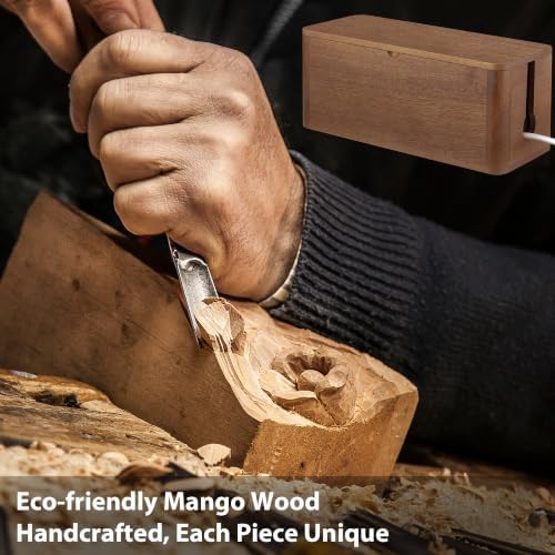 ZhiYo Wood Cable Management Box, Medium Cord Organizer Box for Power Strip