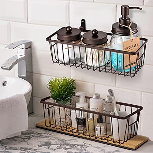 SheeChung Metal Wire Basket with Handle, Wall Hanging Basket, Small 4 Pack