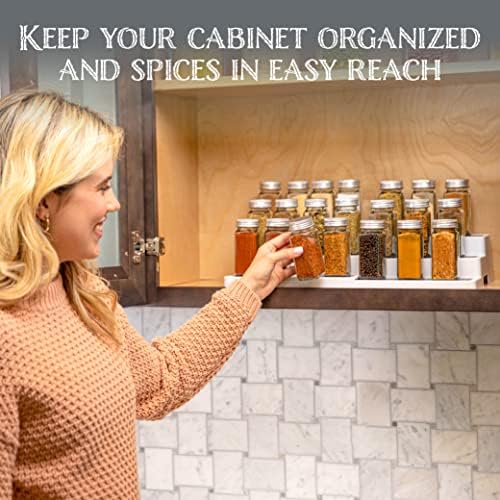 Oizeir Plastic 3-Tier Expandable Spice Rack, Adjustable Length, Stability with Non-Skid Shelf, For Easy Visibility, Orga