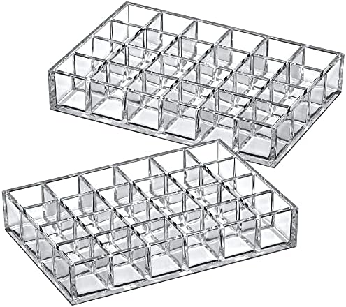 Amazing Abby - Allure - 2-Pack 24-Slot Acrylic Lipstick Organizer, Lipstick Holder, Lip Gloss Holder, Cosmetic Storage D