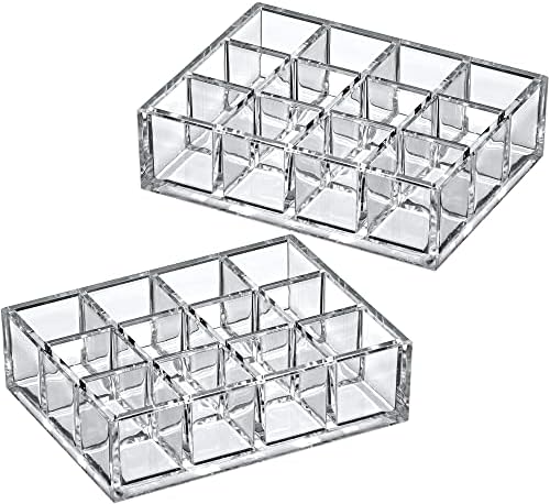 Amazing Abby - Allure - 2-Pack 12-Slot Acrylic Lipstick Organizer, Lipstick Holder, Lip Gloss Holder, Cosmetic Storage D