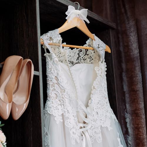 Yuntau Bride Hanger for Wedding Dress Wooden Mrs Hanger,Brown,Bride
