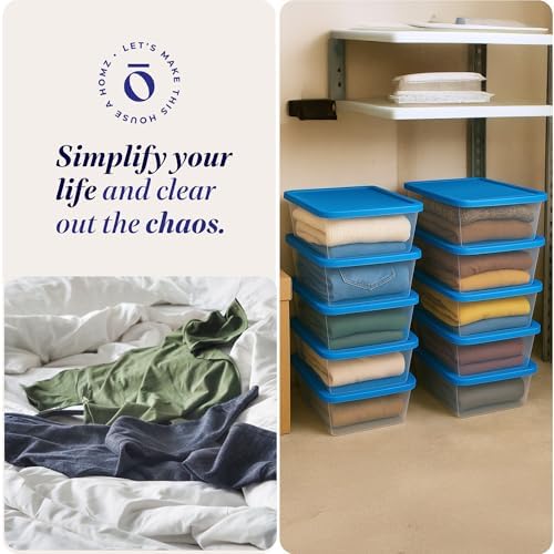 HOMZ Snaplock, Small Clear Plastic Storage Organizer Bins w/Lids, 10 Pack