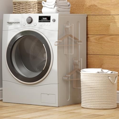 Magnetic Hanger Organizer, 2Pack Hangers Holder for Dryer/Washing Machine, Holding up to 30 Velvet/Wire/Plastic Hangers, Perfect Space Saver for Laundry Room (2, White)