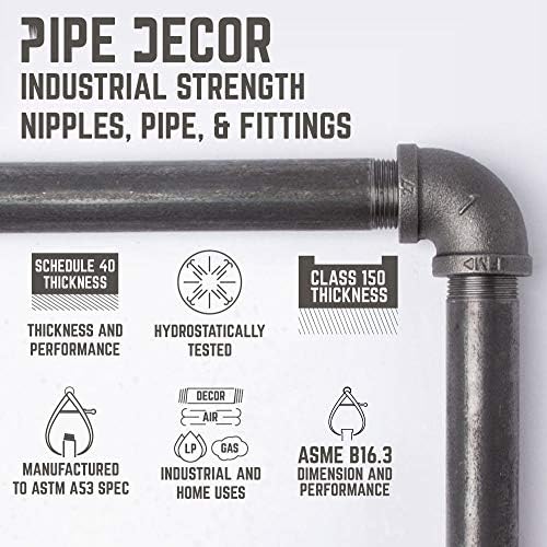 PIPE DECOR Industrial Pipe Shelf Brackets, 12 Inch, 4 Pack – Wall Mounted Double Flange Floating Shelf Brackets, Rustic