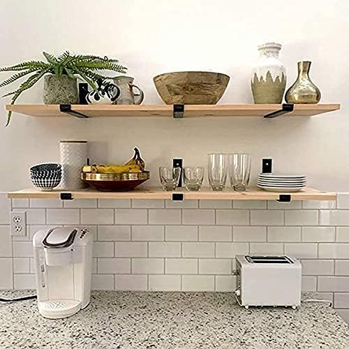 WEKIS Shelf Bracket, Heavy Duty Floating Shelf Brackets 10-Inch Long, 12-Pack Brackets for Shelves, Black Coated J Shape