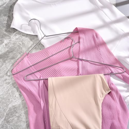 Amber Home 30 Pack Heavy Duty Metal Coat Hangers, Smooth Chrome Hangers