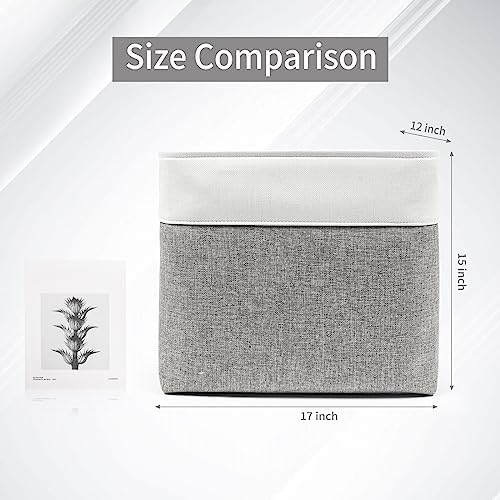 Bagnizer Large Fabric Storage Baskets | 50L Storage Bins, Decorative Linen Closet Baskets with Handles for Organizing, S