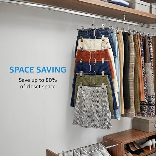 ZOBER 3-Pack 6-Tier Skirt Hangers with Clips, Clothes Hangers for Pants