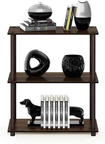 Furinno TURN-N-TUBE Storage Shelves, 3-Tier Book Shelf, Corner Shelf, Toolless Open Shelves, for Organization and Storag